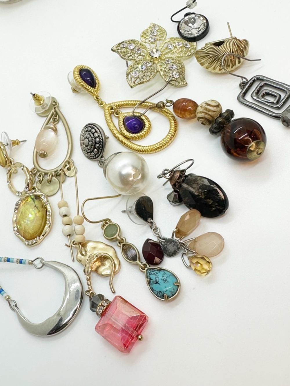 Single Earring Craft Lot Mixed Gold Tone Multicolor Women's Earring Set